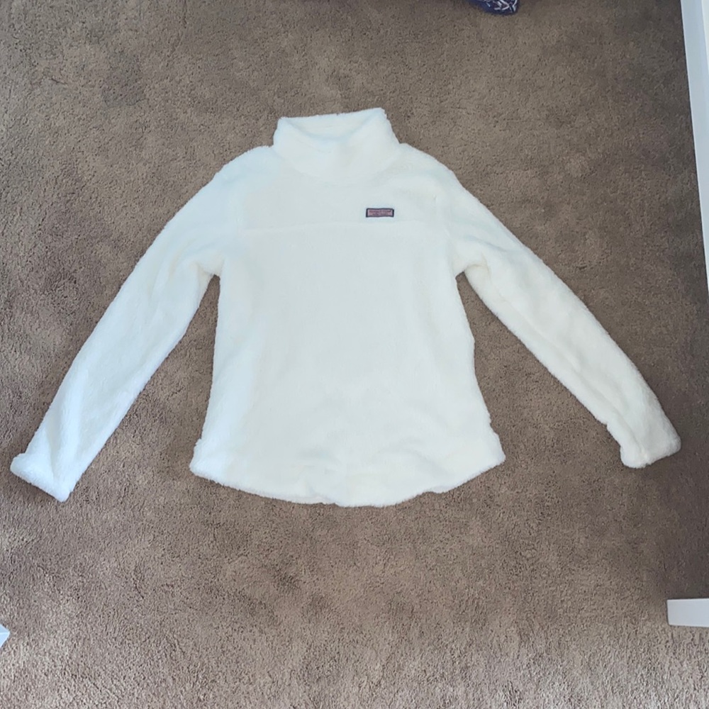 Teddy funnel neck relax sherpa, size small, color white